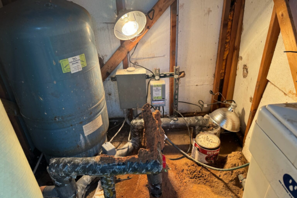 Water pressure tank and pipe fitting repair in a residential utility space, Aledo, TX